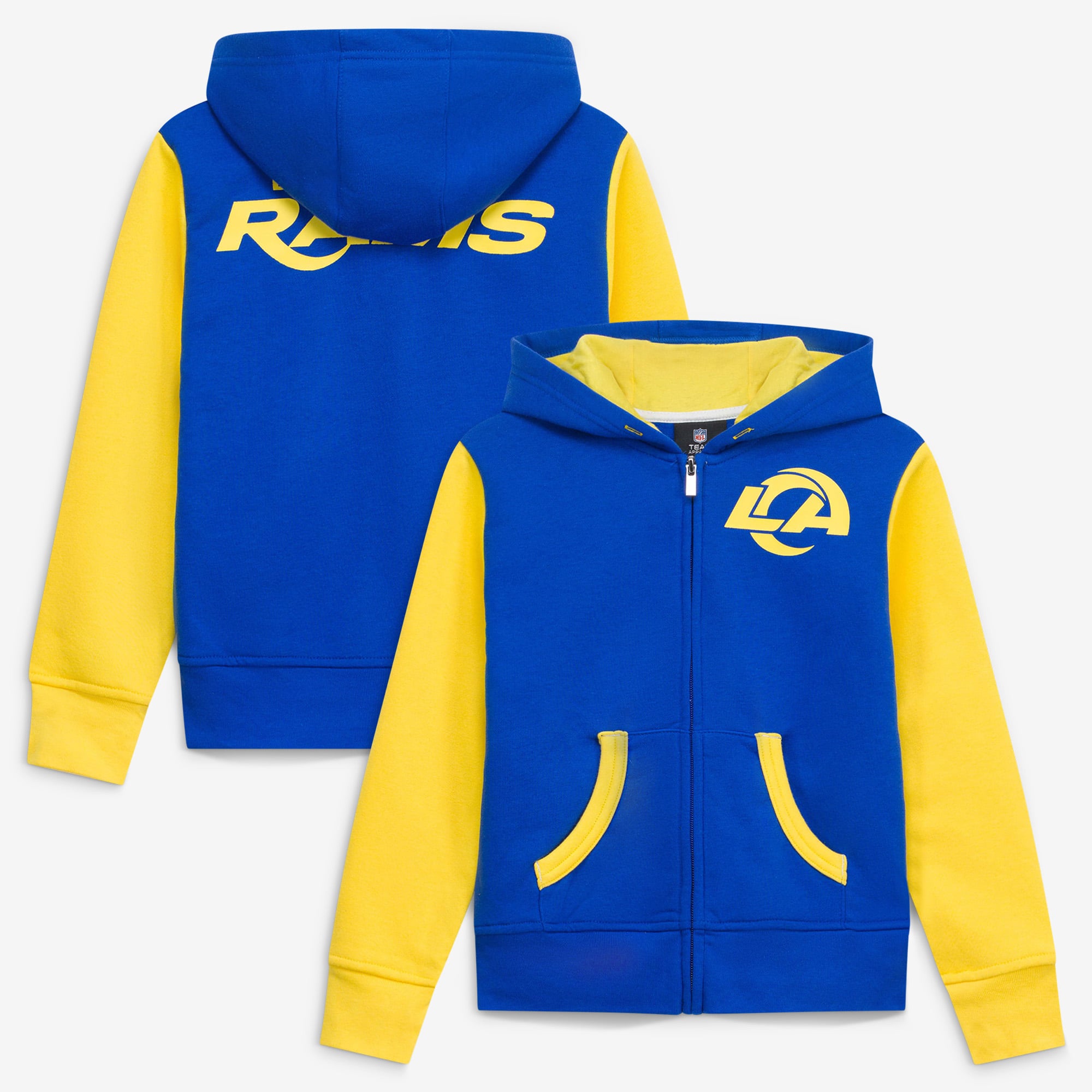 Sweat à capuche zippé Outerstuff bleu roi/or Los Angeles Rams Stadium pour enfants d'âge préscolaire