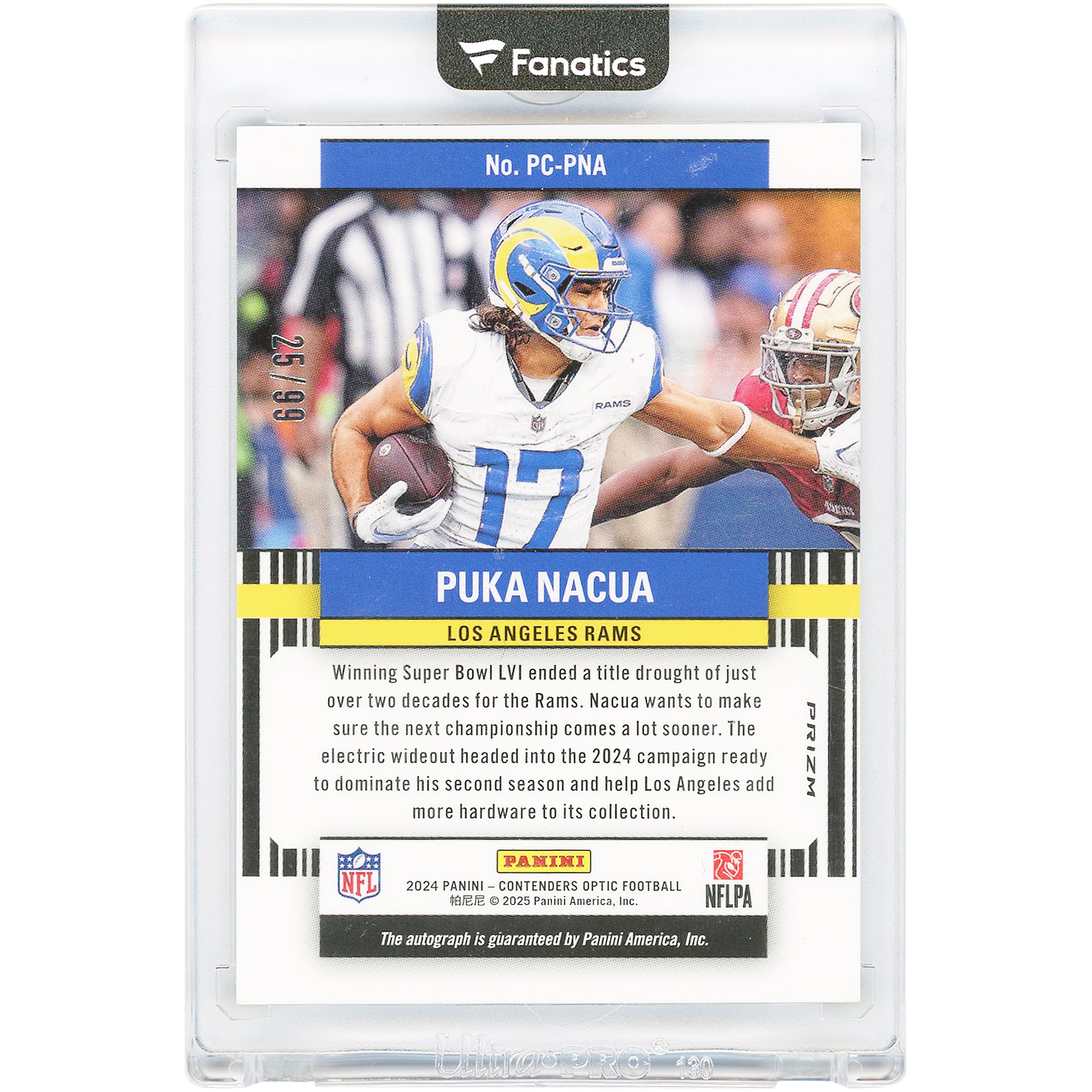 Carte autographiée de Puka Nacua (Los Angeles Rams) 2024 Panini Contenders Optic Perennial Contenders Prizm #PC-PNA #25/99