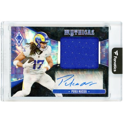 Puka Nacua Los Angeles Rams Autographed 2025 Panini Phoenix Jumbo Relic Black Pandora Prizm #MMA-PNA #23/99 Card