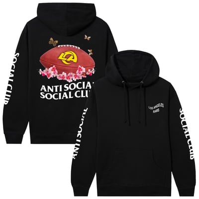 Los Angeles Rams AntiSocialSocialClub x NFL Unisex Impact Blossom Hoodie - Black