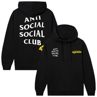 Los Angeles Rams AntiSocialSocialClub x NFL Unisex Snap Hoodie - Black