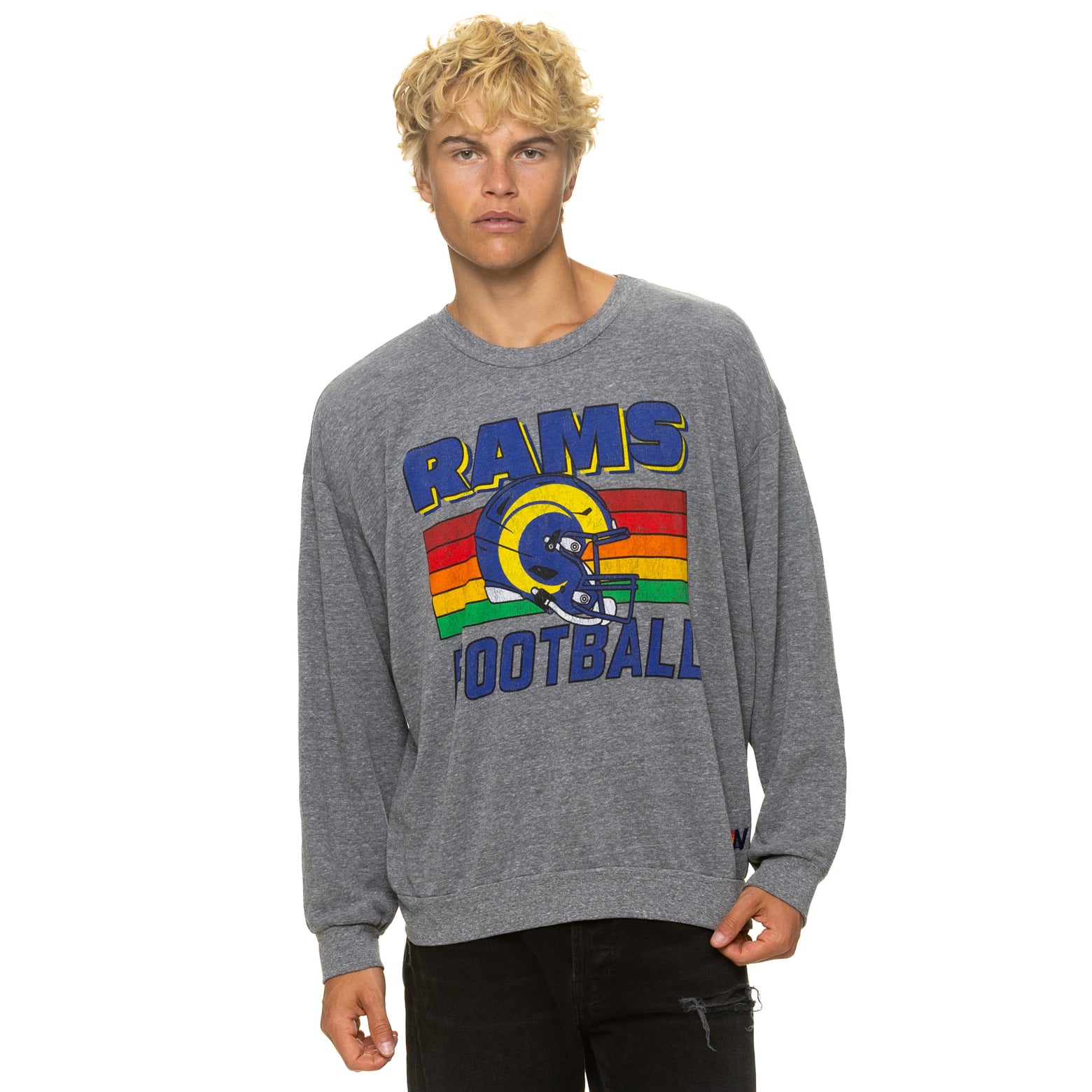 Sweat-shirt unisexe Aviator Nation gris chiné Los Angeles Rams, coupe décontractée, en mélange de trois matières.