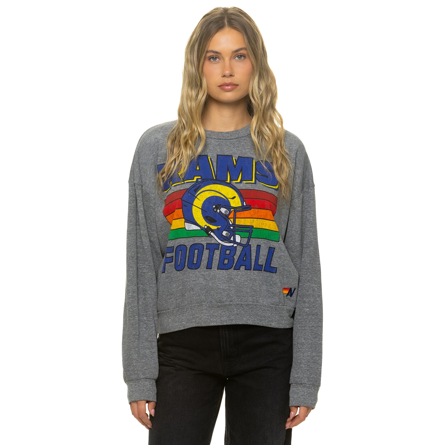 Sweat-shirt unisexe Aviator Nation gris chiné Los Angeles Rams, coupe décontractée, en mélange de trois matières.