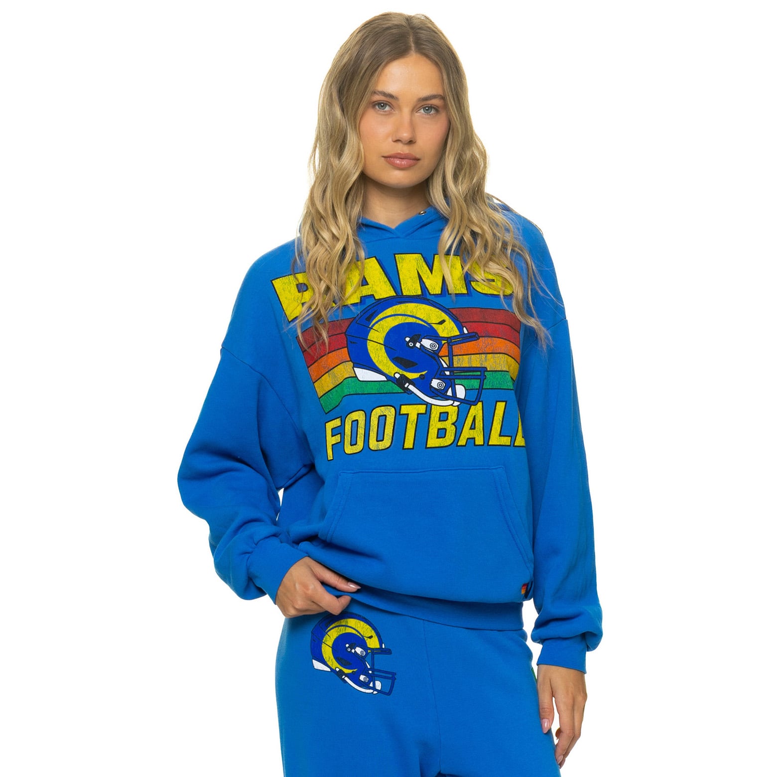Sweat à capuche unisexe Aviator Nation Royal Los Angeles Rams Relaxed Tri-Blend