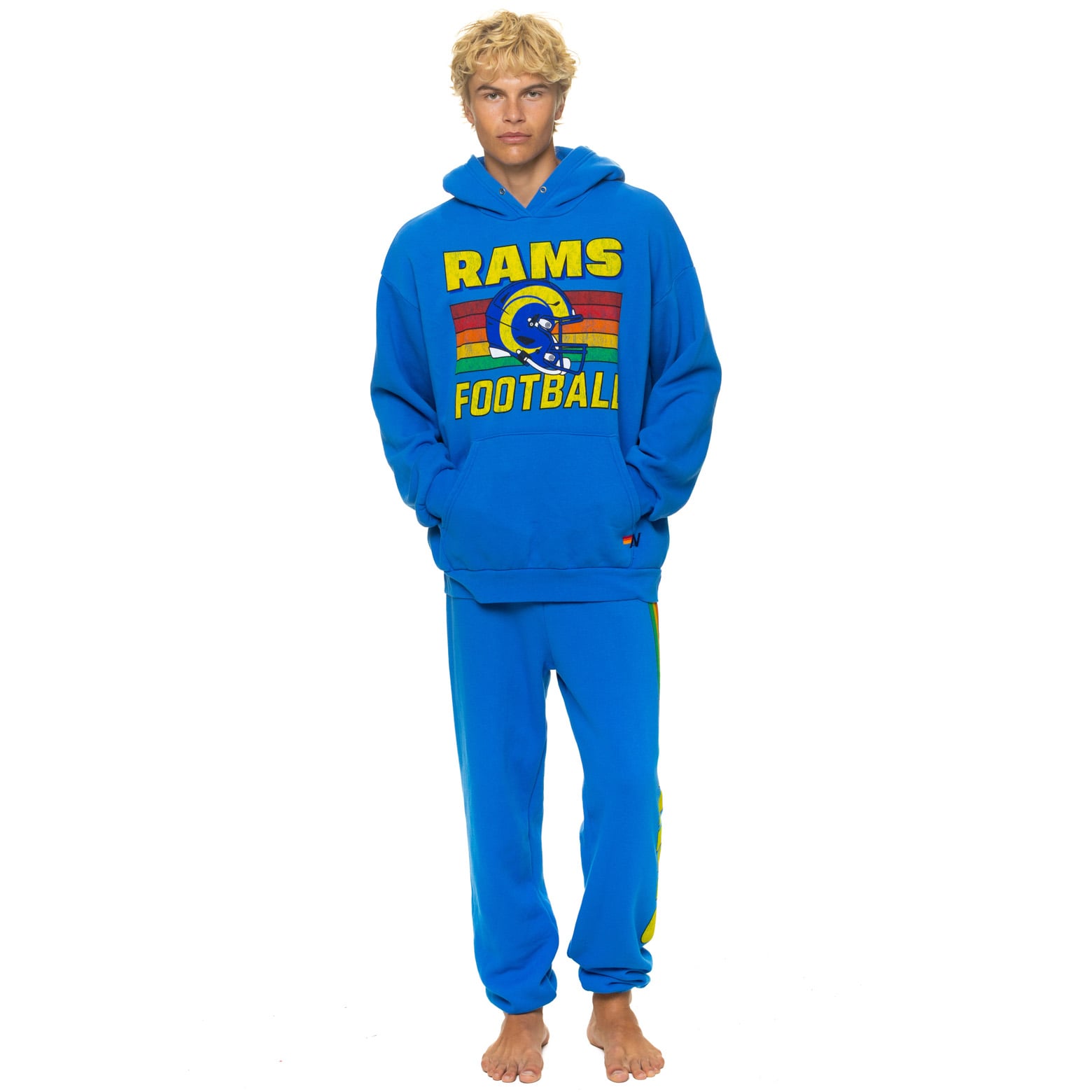 Sweat à capuche unisexe Aviator Nation Royal Los Angeles Rams Relaxed Tri-Blend
