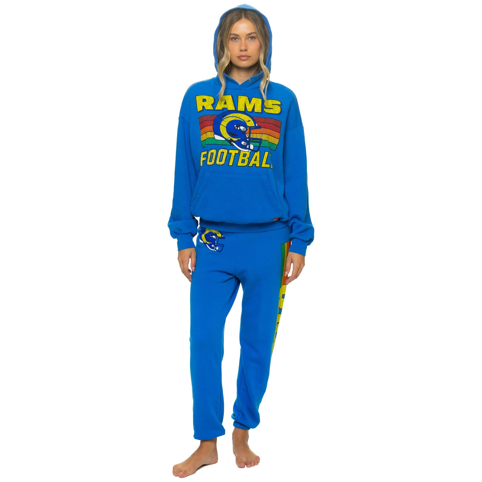 Sweat à capuche unisexe Aviator Nation Royal Los Angeles Rams Relaxed Tri-Blend