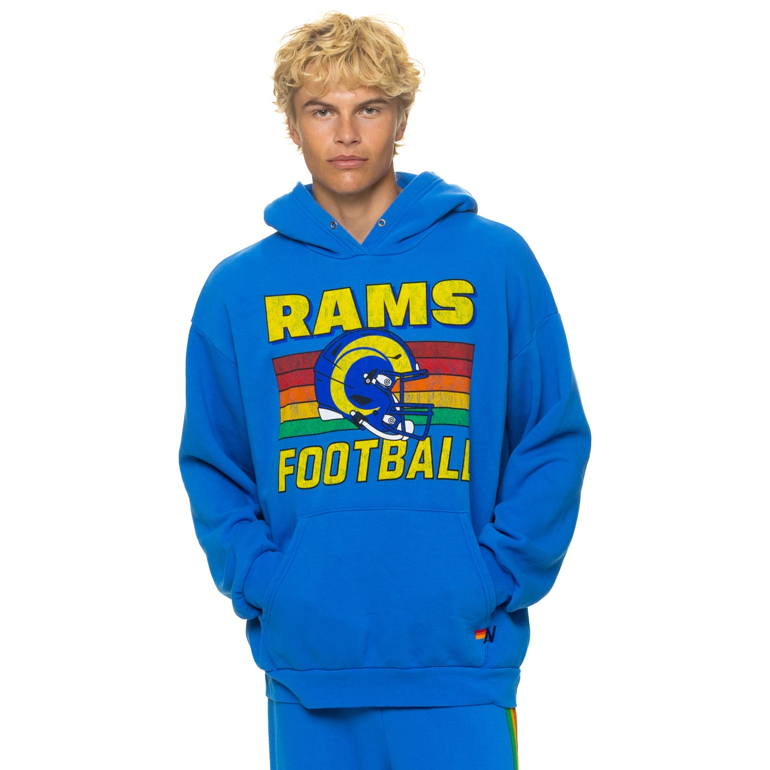 Sweat à capuche unisexe Aviator Nation Royal Los Angeles Rams Relaxed Tri-Blend