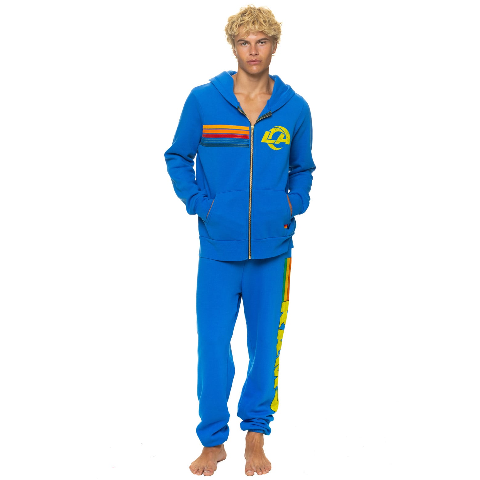 Pantalon de survêtement unisexe Aviator Nation Royal Los Angeles Rams en mélange trois matières