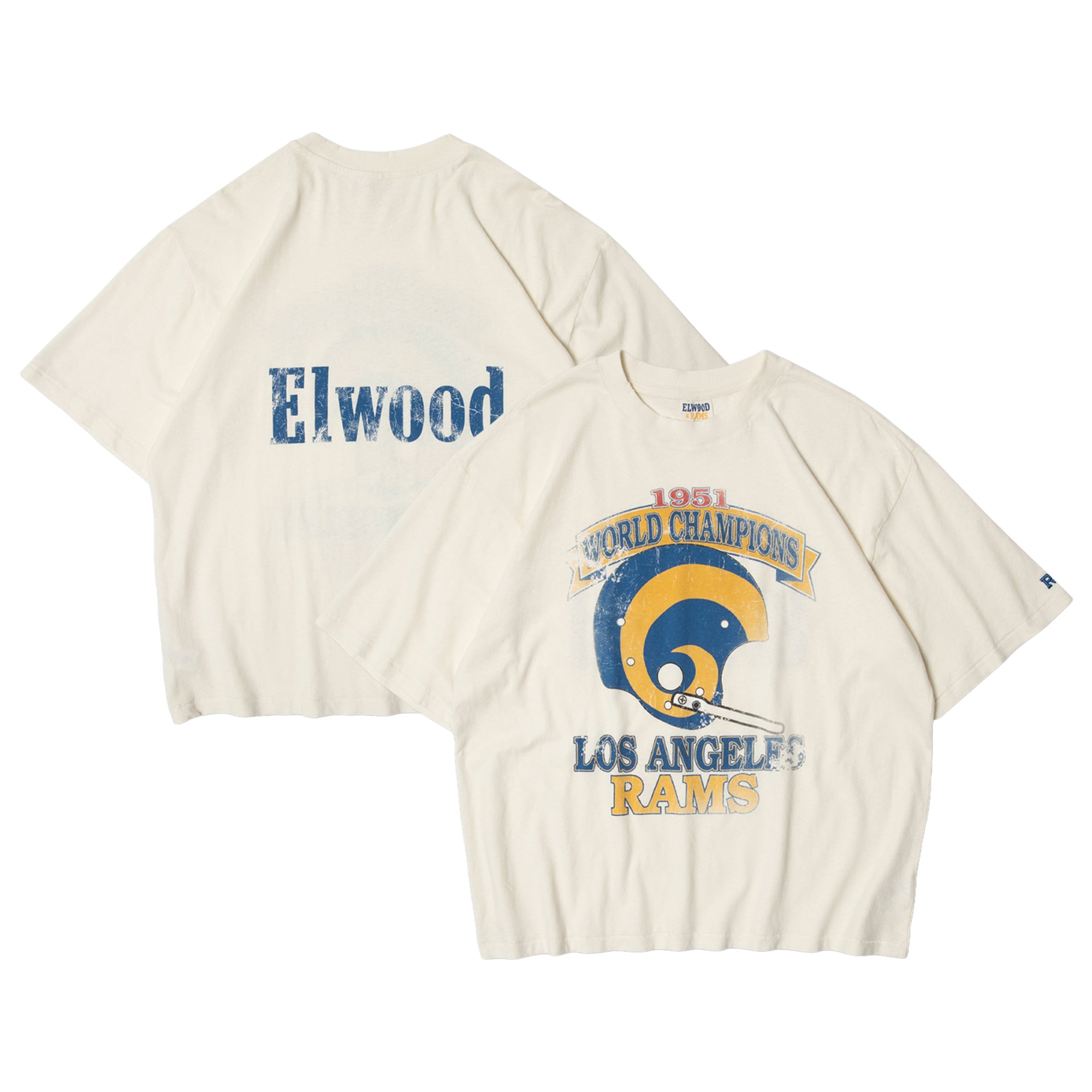 Unisex Elwood Clothing Cream Los Angeles Rams Vintage T-Shirt