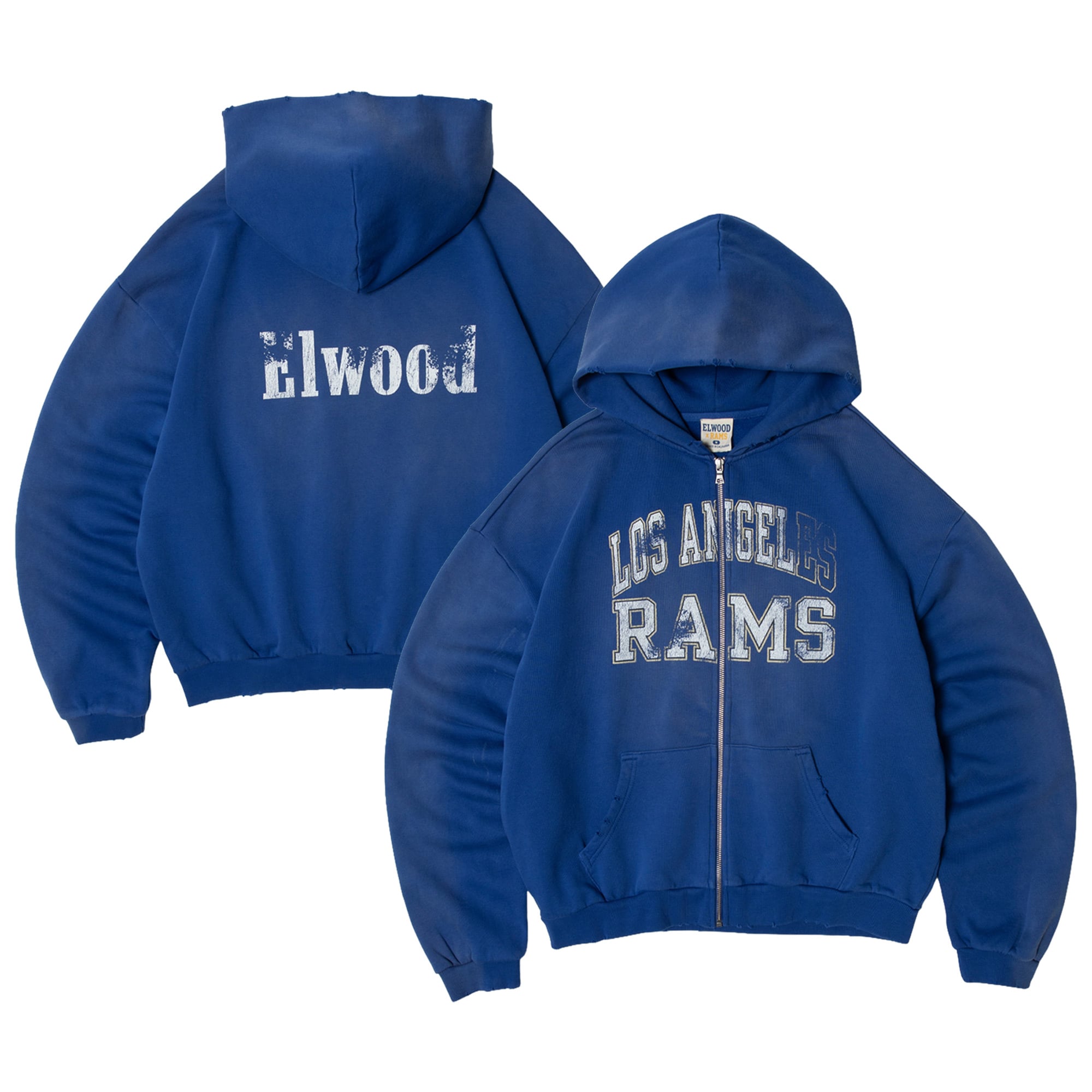 Unisex Elwood Clothing Royal Los Angeles Rams Full-Zip Hoodie