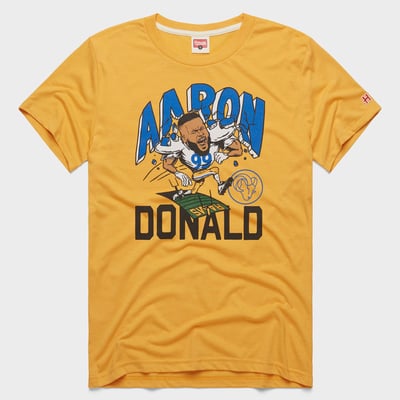 Aaron Donald Los Angeles Rams Homage Unisex Caricature Player Graphic Tri-Blend T-Shirt - Gold