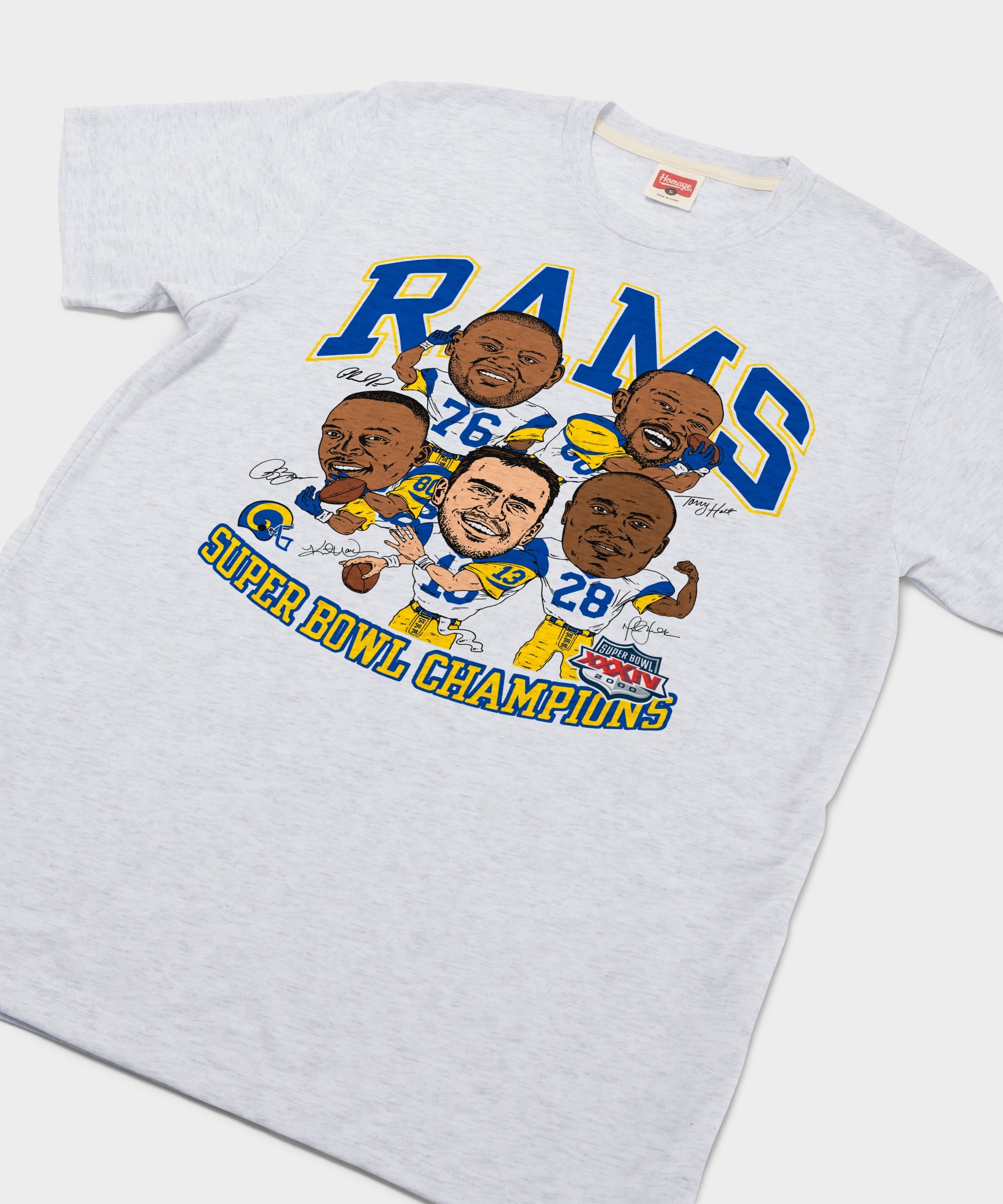 T-shirt unisexe Hommage Ash Los Angeles Rams Super Bowl XXXIV