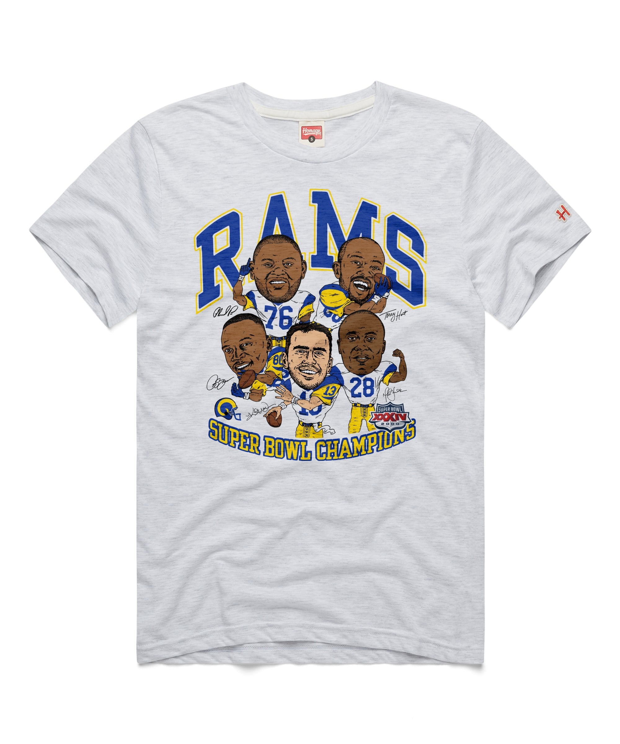 T-shirt unisexe Hommage Ash Los Angeles Rams Super Bowl XXXIV