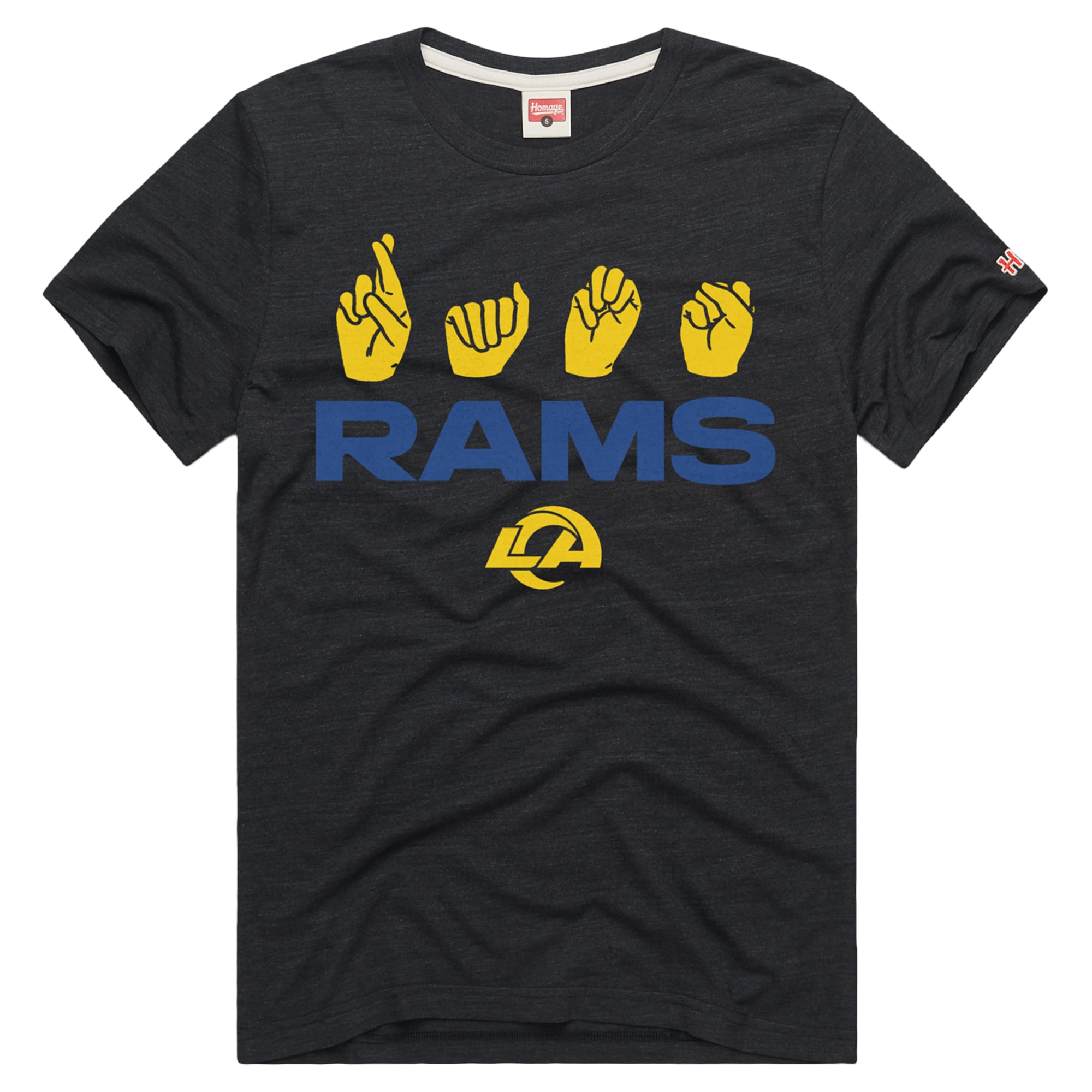 T-shirt unisexe Hommage Charcoal Los Angeles Rams NFL ASL Collection par Love Sign Tri-Blend
