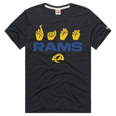  Los Angeles Rams Homage Unisex NFL ASL Collection by Love Sign Tri-Blend T-Shirt - Charcoal