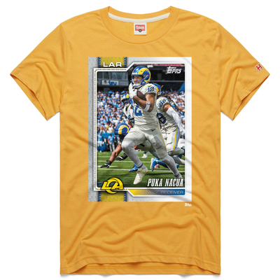Puka Nacua Los Angeles Rams Homage Unisex NFL Topps Trading Card Tri-Blend T-Shirt - Gold