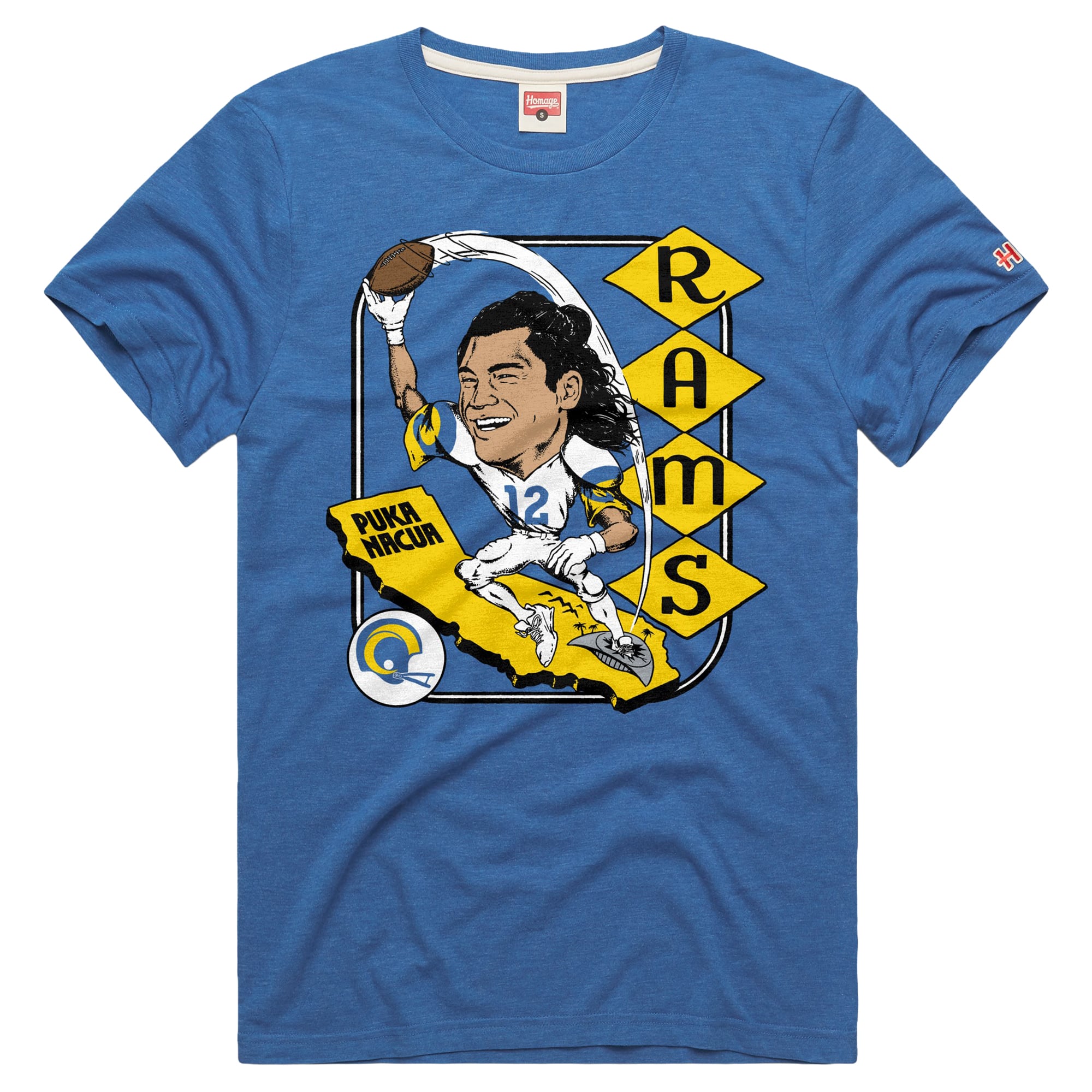 T-shirt unisexe en mélange de trois tissus, hommage à Puka Nacua Stone, joueur des Los Angeles Rams.