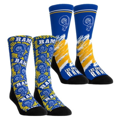  Los Angeles Rams Rock Em Unisex Throwback Two-Pack Crew Socks Set - Blue