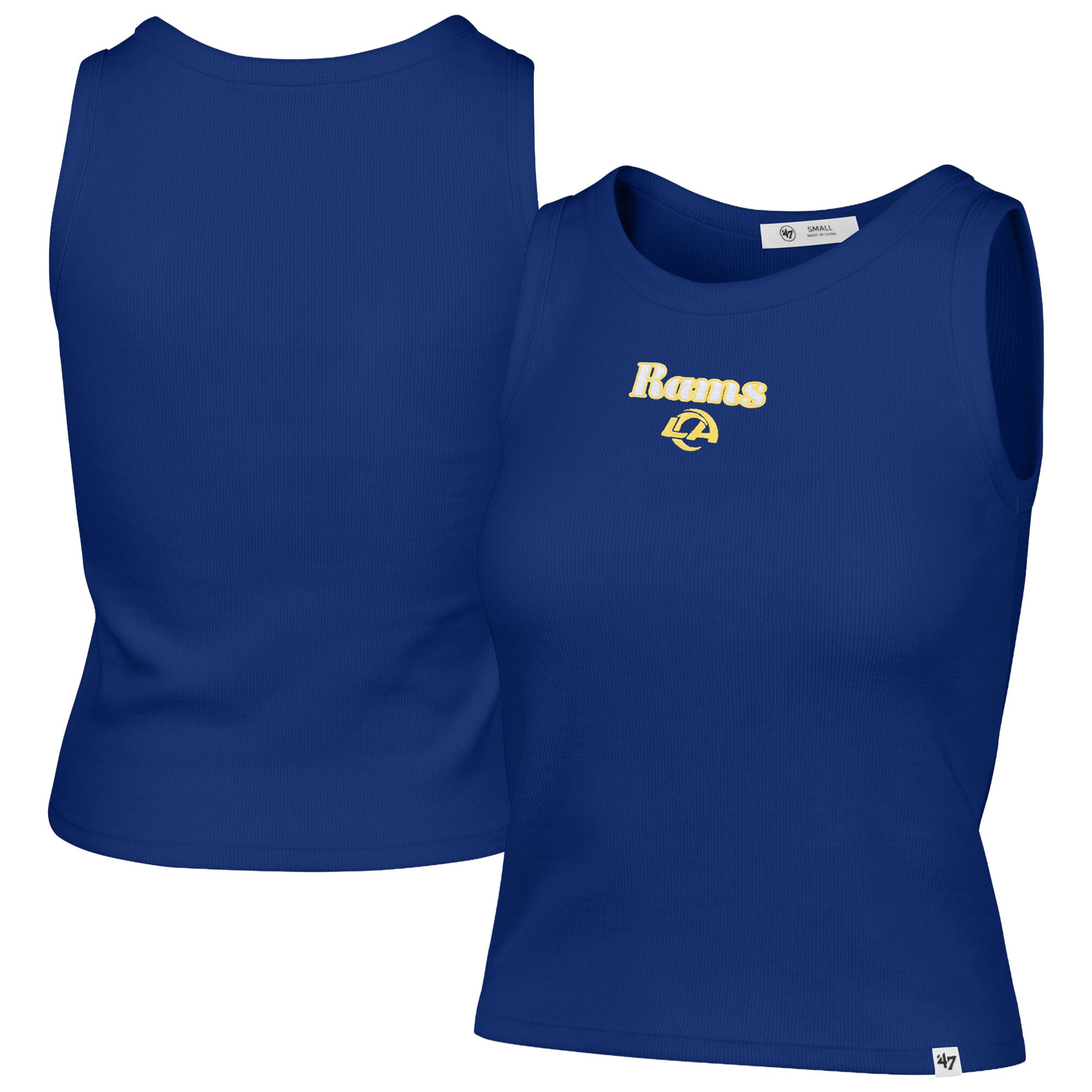 Women's '47  Royal Los Angeles Rams Cropped Straight Cut Ribbed Baby Tank Top