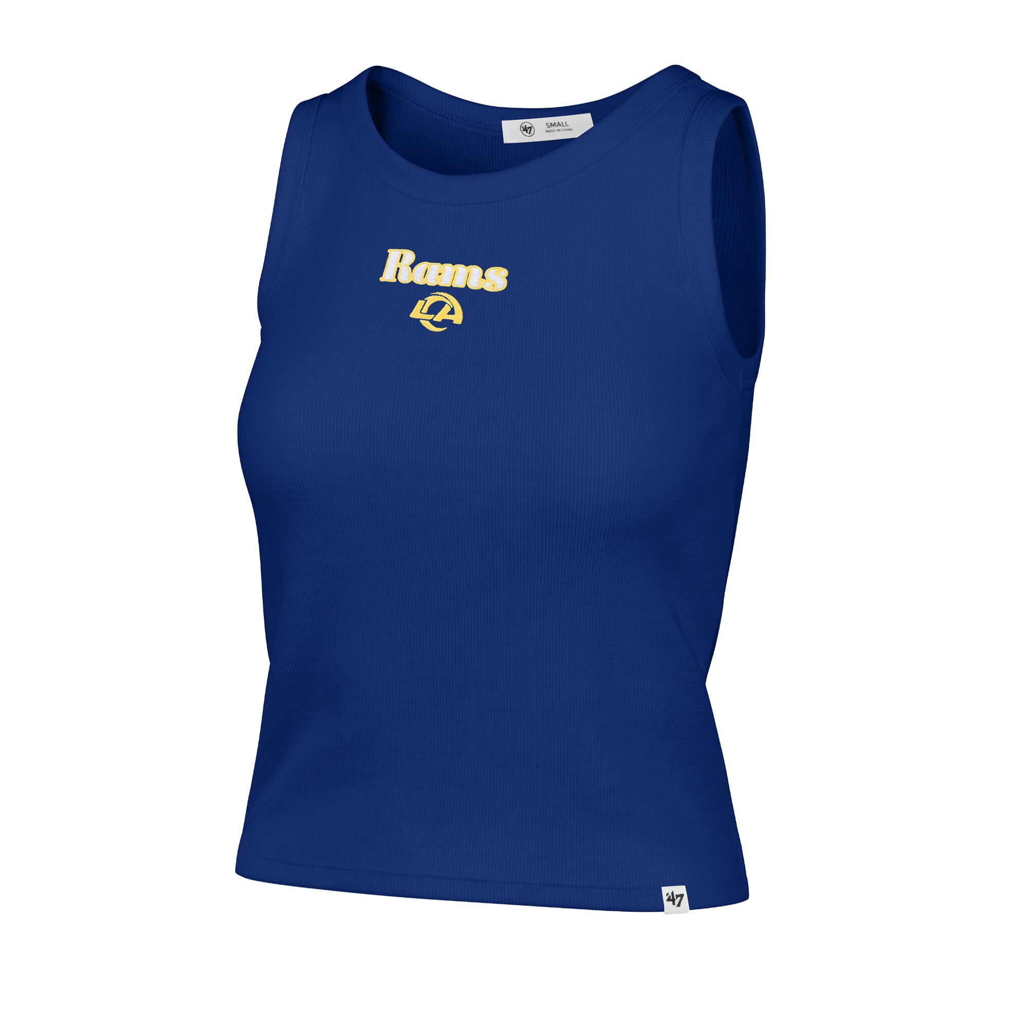 Women's '47  Royal Los Angeles Rams Cropped Straight Cut Ribbed Baby Tank Top