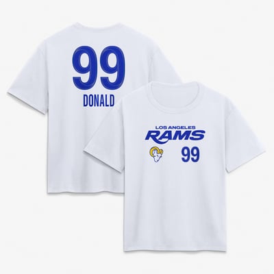 Aaron Donald Los Angeles Rams Women's Touchdown Name & Number T-Shirt - White