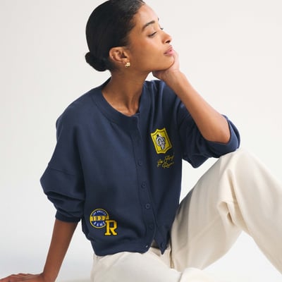 Los Angeles Rams Abercrombie & Fitch Women's Full-Button Cardigan - Navy