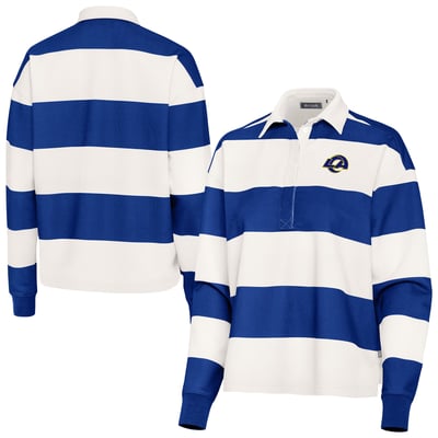 Los Angeles Rams Antigua Women's Banner Rugby Long Sleeve Polo - Royal/Cream
