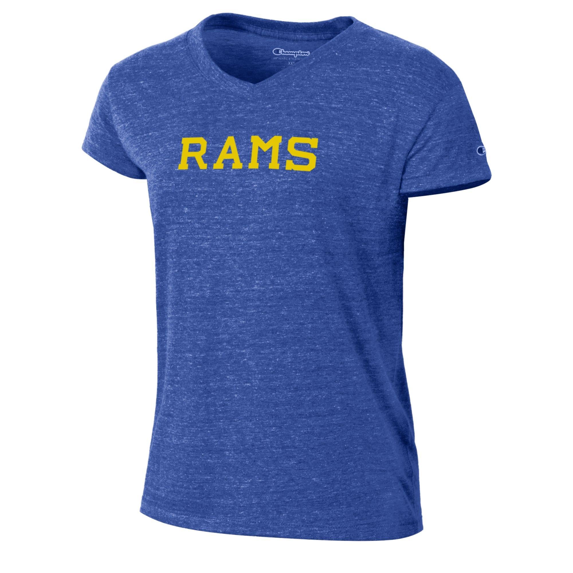 T-shirt à col en V Champion Royal Los Angeles Rams Triumph Tri-Blend pour femmes