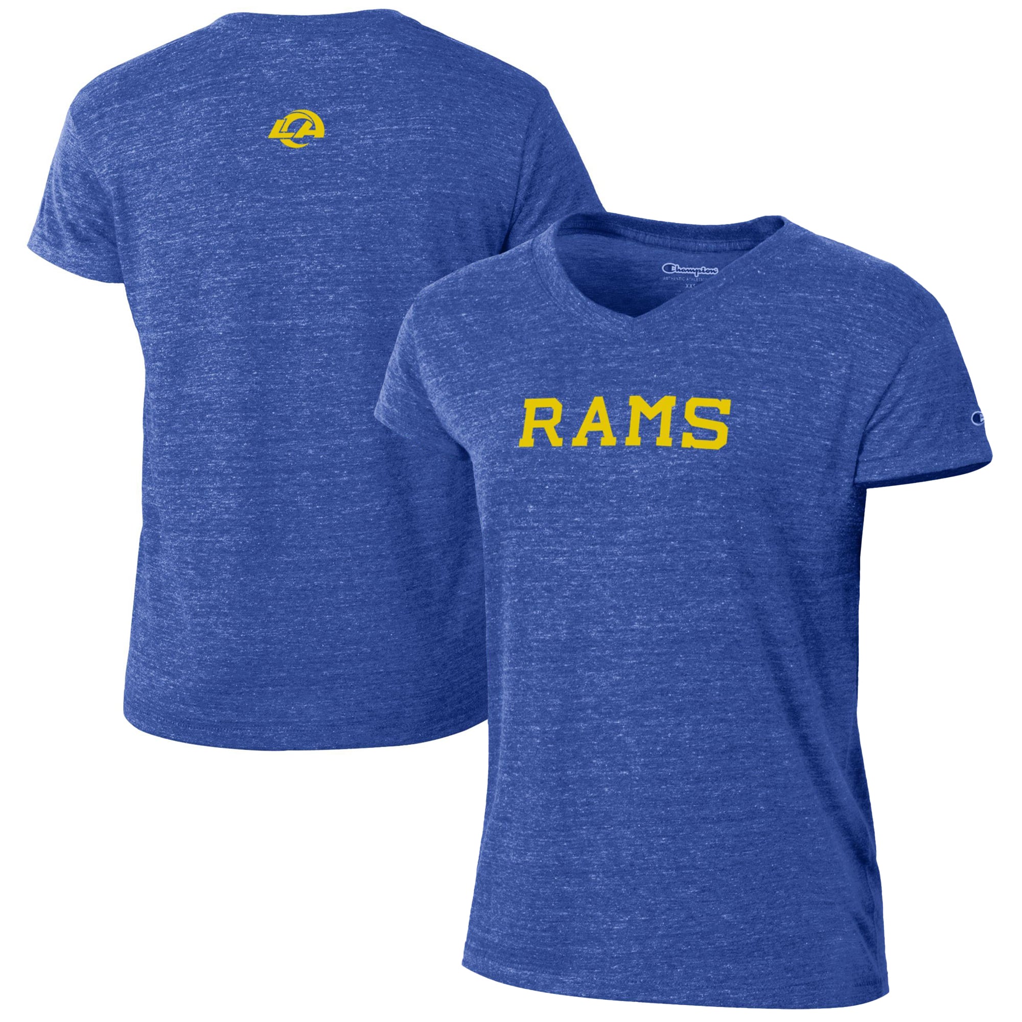 Women's Champion Royal Los Angeles Rams Triumph Tri-Blend V-Neck T-Shirt