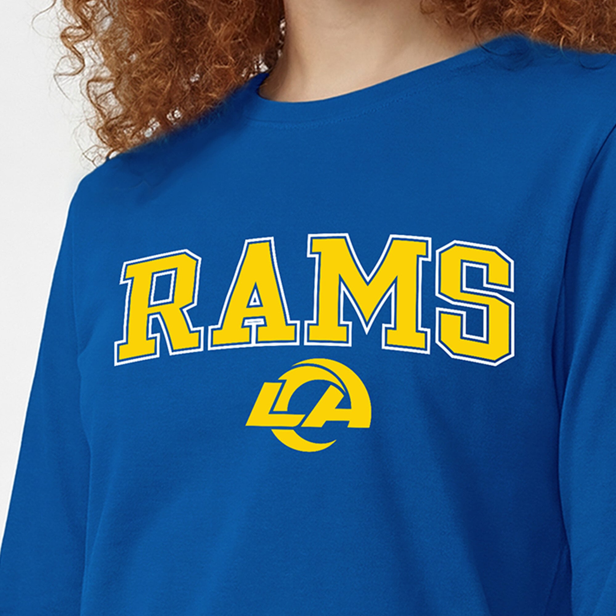 T-shirt à manches longues Champion Royal Los Angeles Rams Core Logo pour femmes