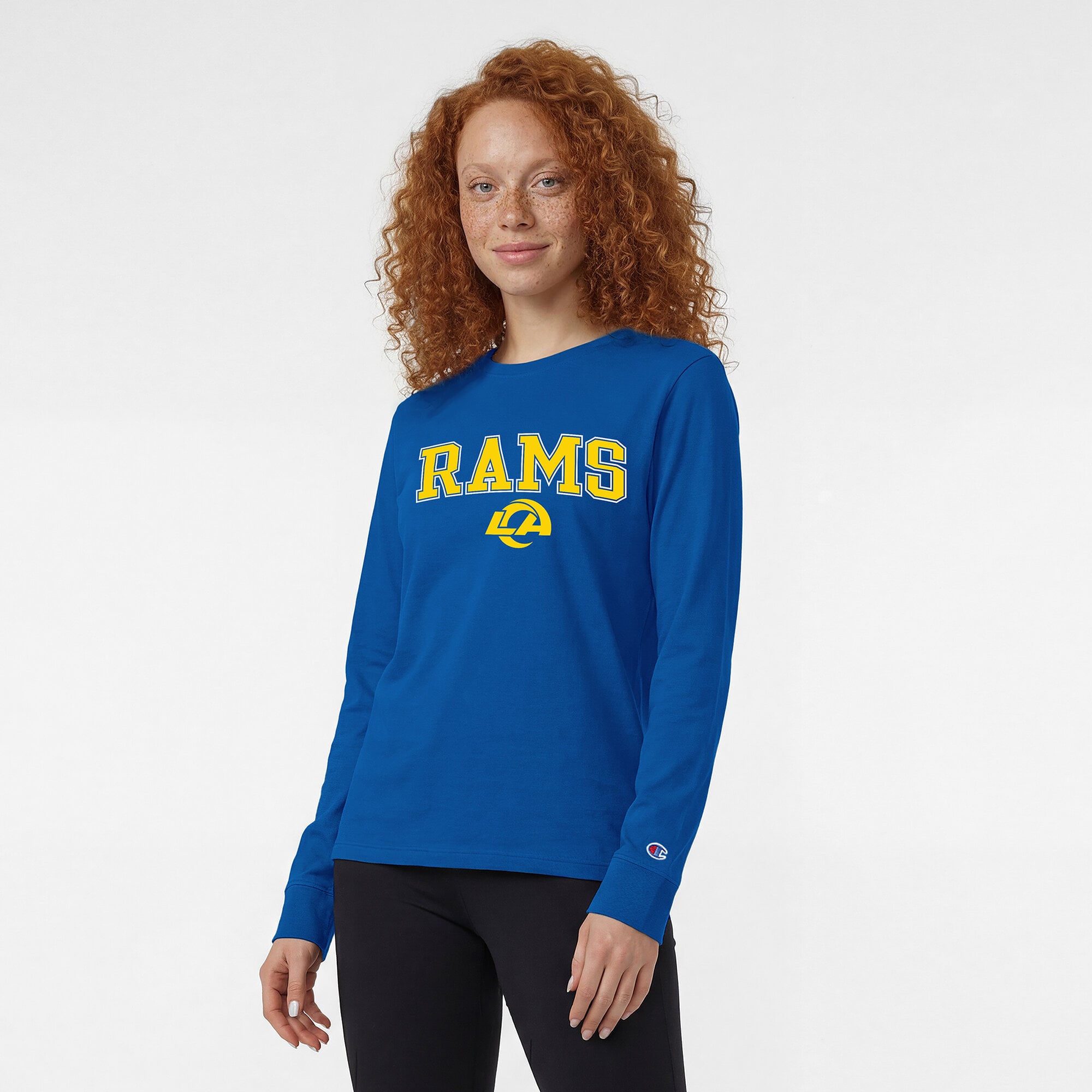 T-shirt à manches longues Champion Royal Los Angeles Rams Core Logo pour femmes