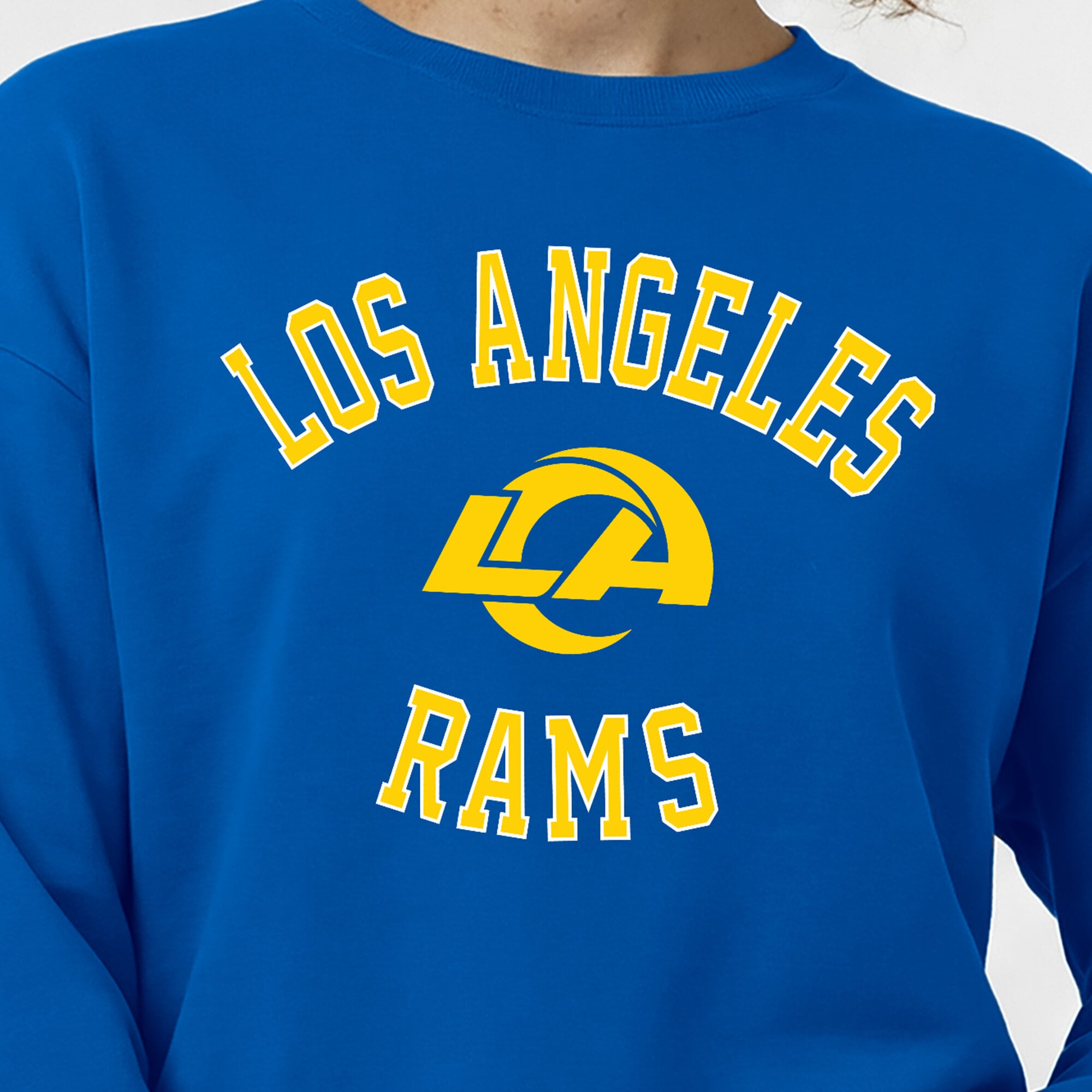 Women's Champion  Royal Los Angeles Rams Heart & Soul Powerblend Sweatshirt