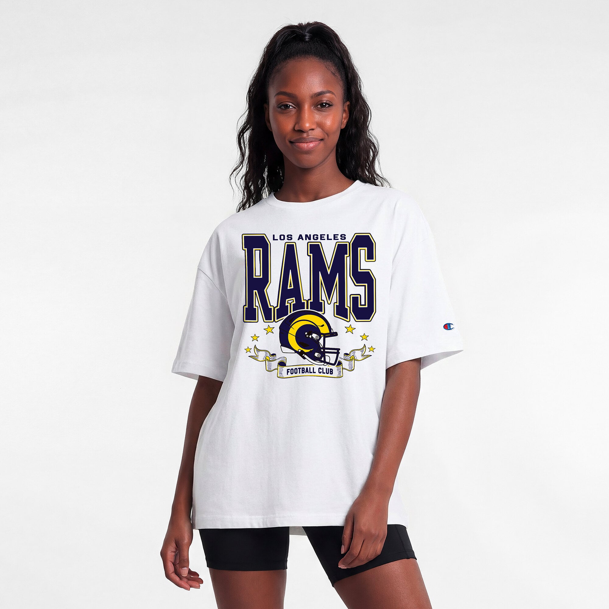 T-shirt oversize blanc Champion Los Angeles Rams pour femmes
