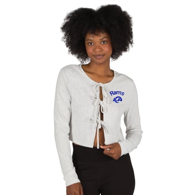 Los Angeles Rams Concepts Sport Women's Fray Knit Long-Sleeve Tie Front Top - Gray