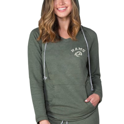 Los Angeles Rams Concepts Sport Women's Mainstream Terry Tri-Blend V-Neck Pullover Hoodie - Green