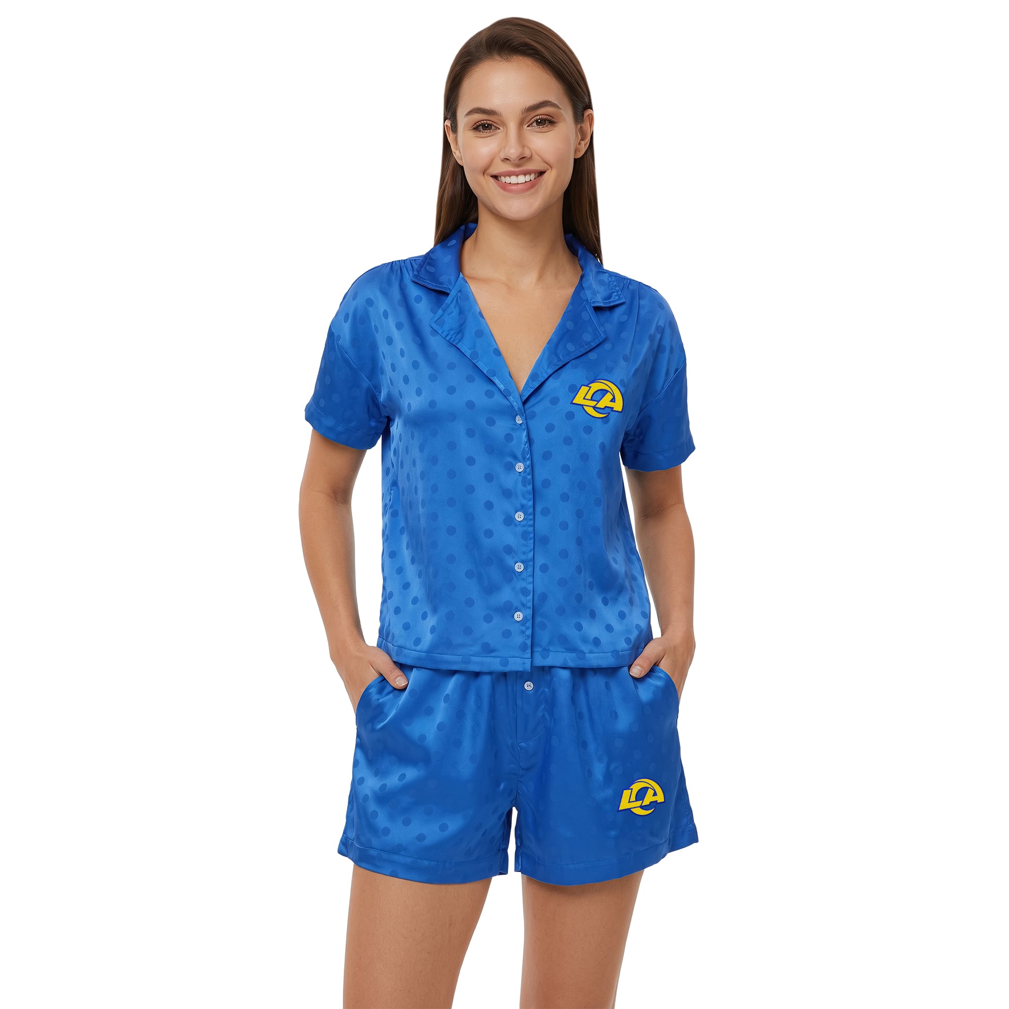 Women's Concepts Sport Royal Los Angeles Rams Wink Dot Satin Jacquard Sleep Set