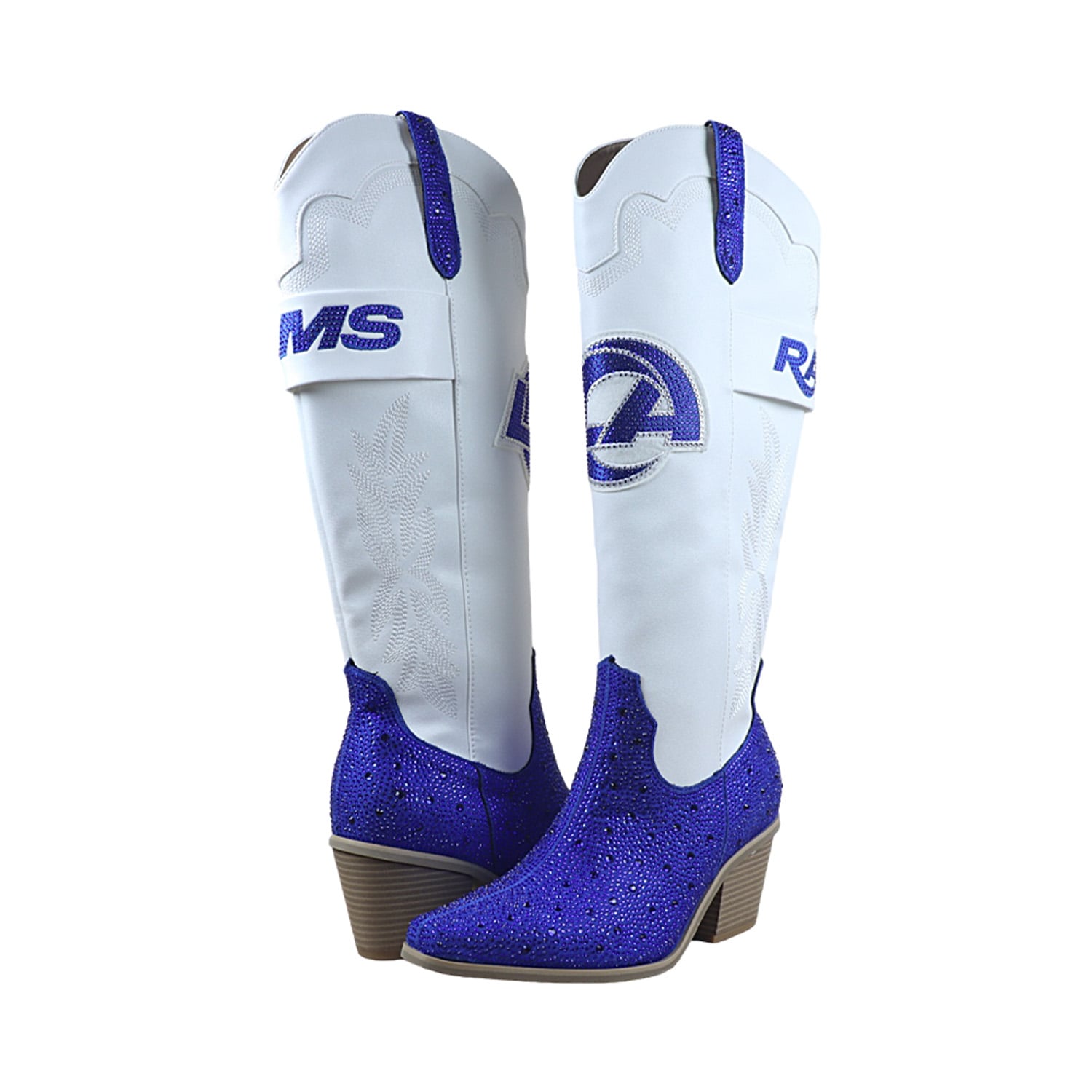 Bottes de cowboy FABGATING pour femmes par Cuce White Los Angeles Rams Crystal