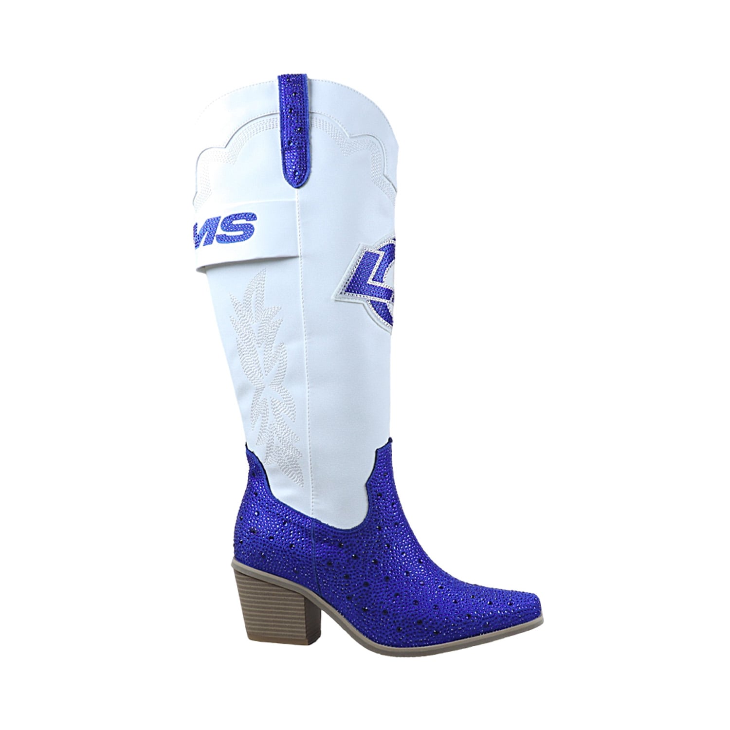Bottes de cowboy FABGATING pour femmes par Cuce White Los Angeles Rams Crystal