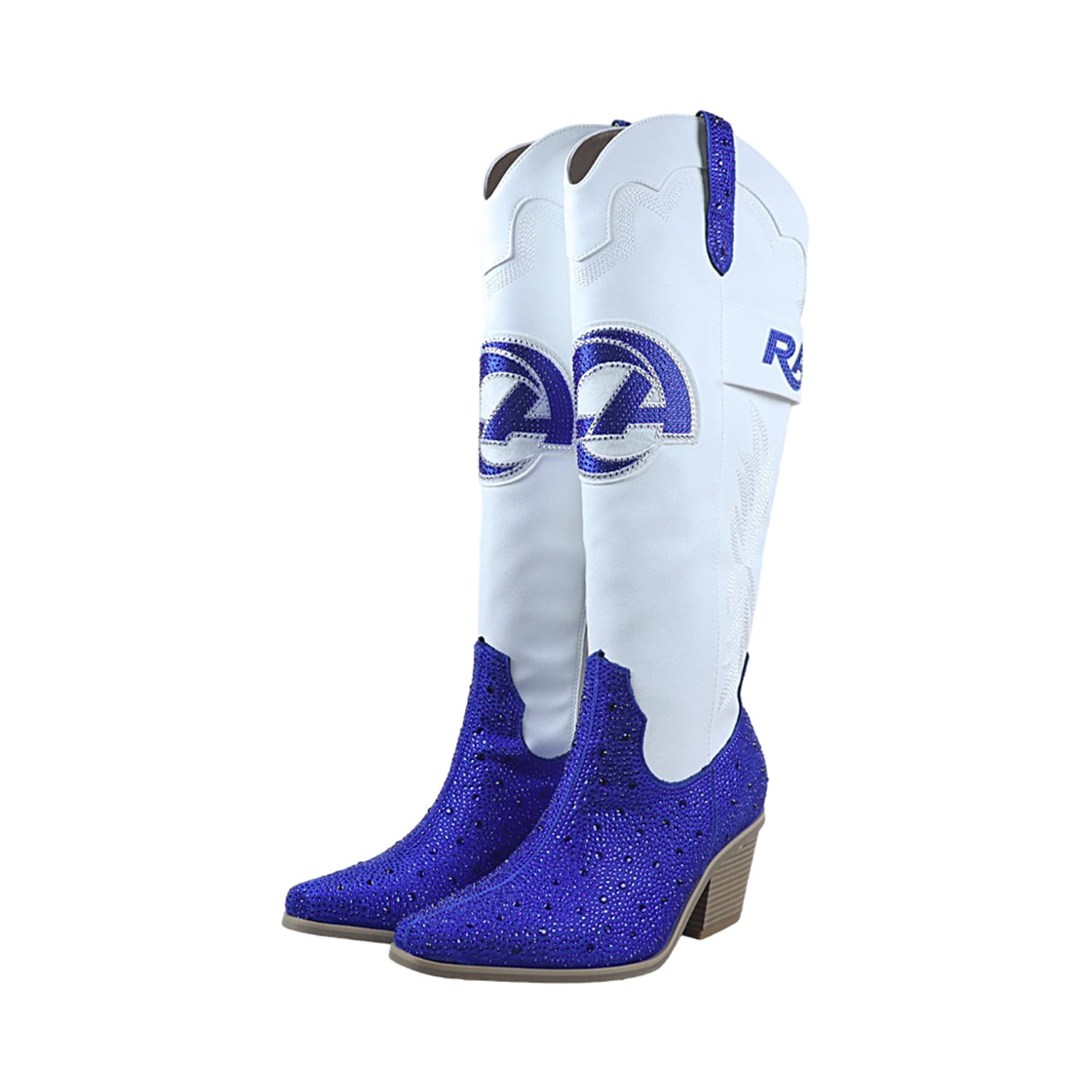 Bottes de cowboy FABGATING pour femmes par Cuce White Los Angeles Rams Crystal