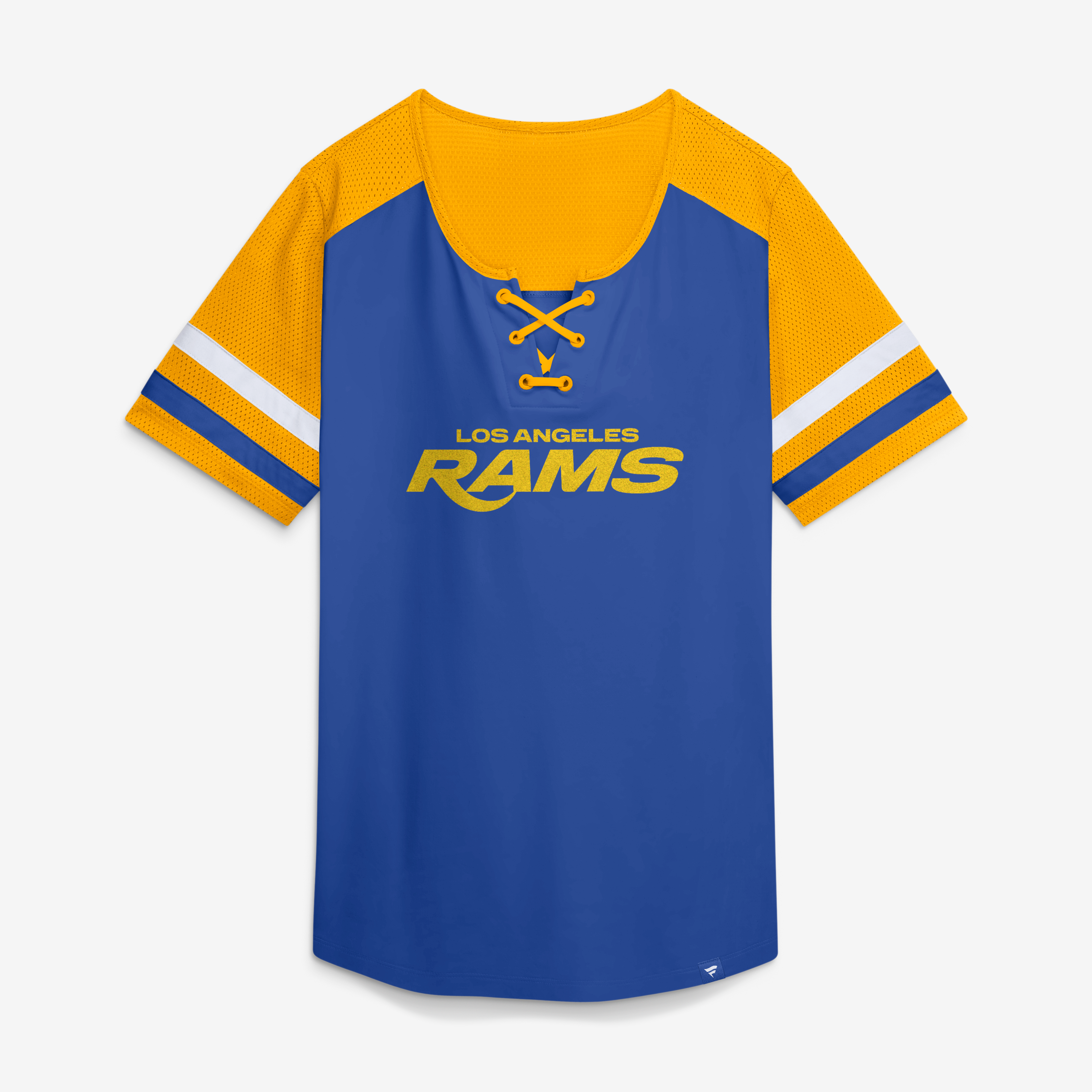 Women's Fanatics Royal Los Angeles Rams Curl Route Athena Lace-Up T-Shirt