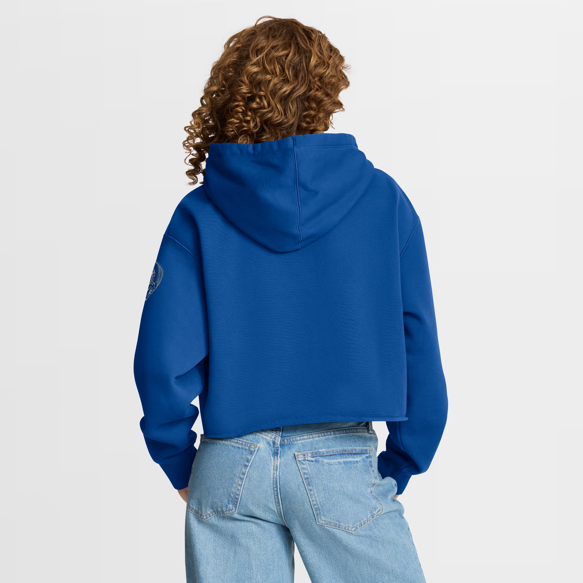 Sweat à capuche court oversize Fanatics Royal Los Angeles Rams pour femme