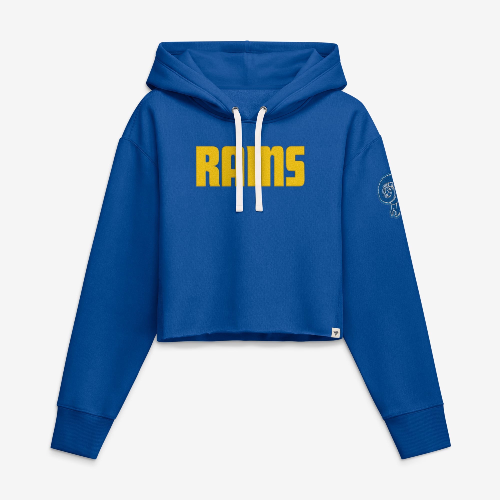 Sweat à capuche court oversize Fanatics Royal Los Angeles Rams pour femme