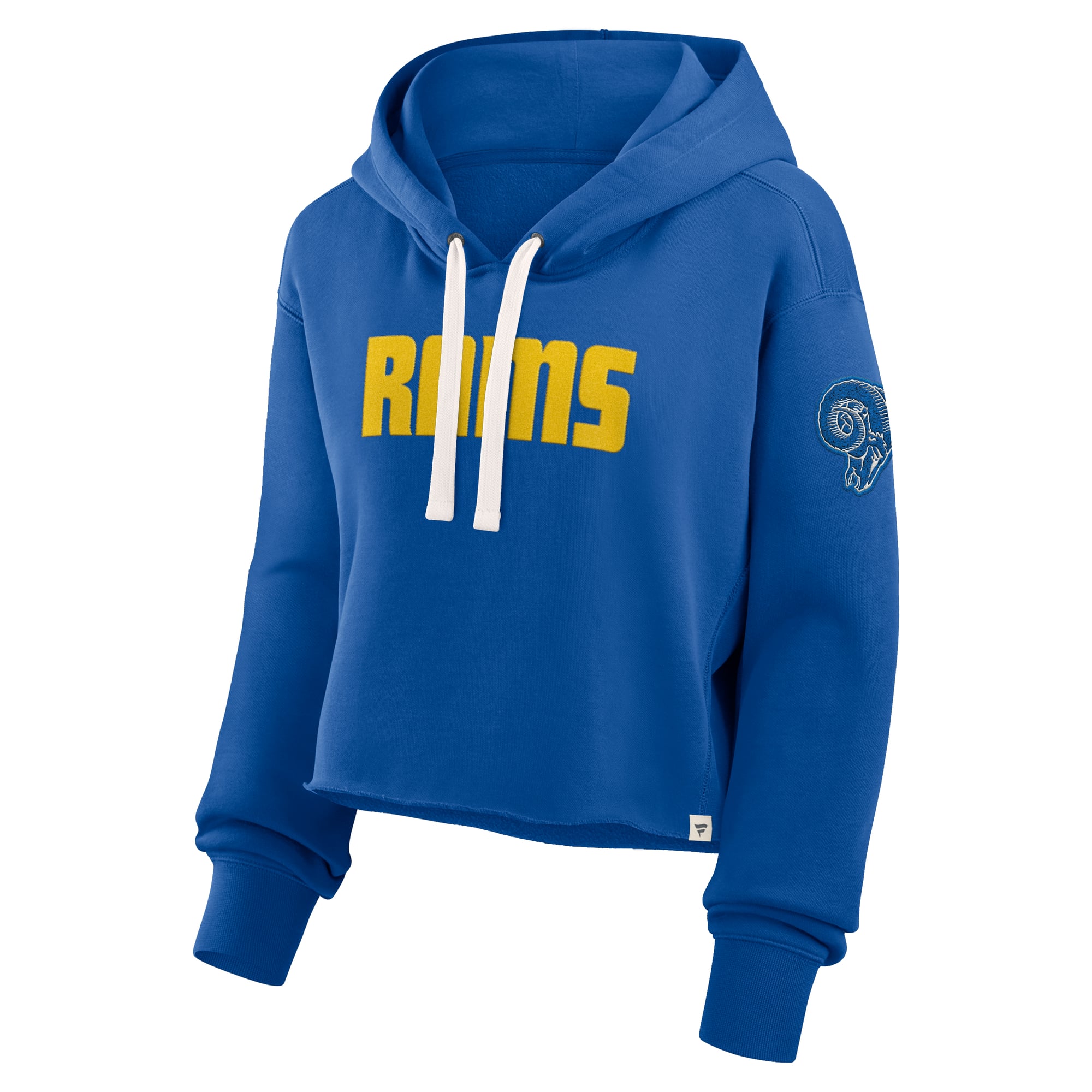 Sweat à capuche court oversize Fanatics Royal Los Angeles Rams pour femme