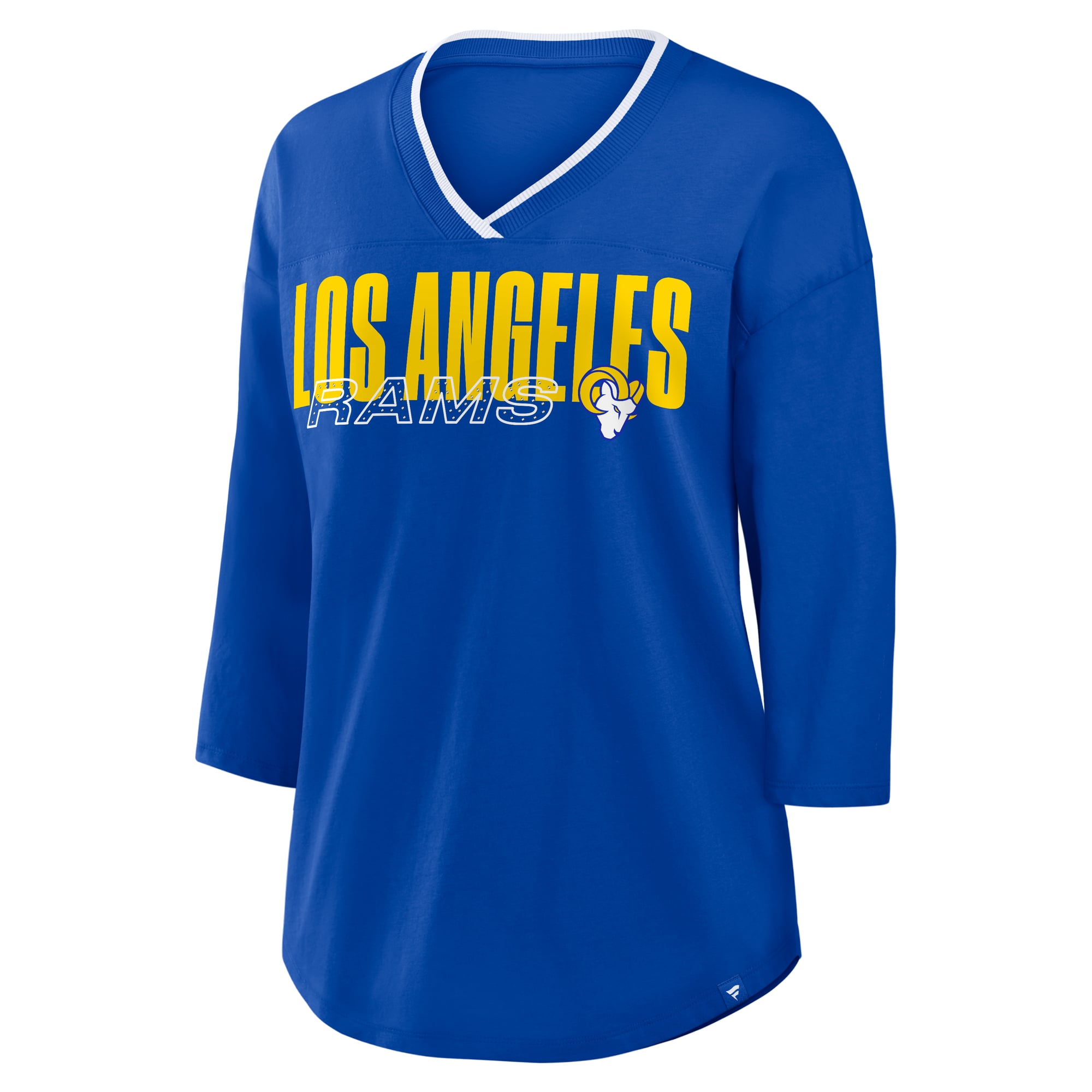 Women's Fanatics Royal Los Angeles Rams Plus Deceptive Juke 3/4-Sleeve V-Neck T-Shirt