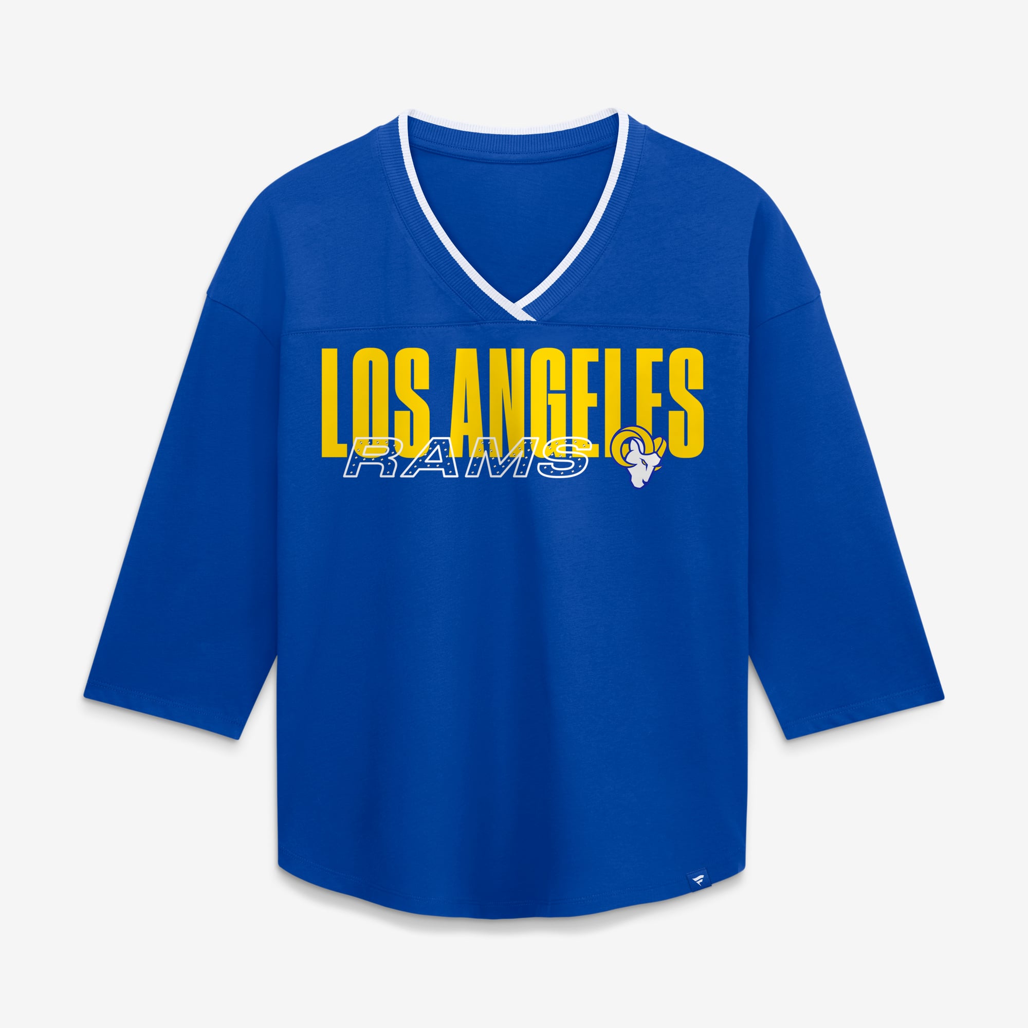 Women's Fanatics Royal Los Angeles Rams Plus Deceptive Juke 3/4-Sleeve V-Neck T-Shirt