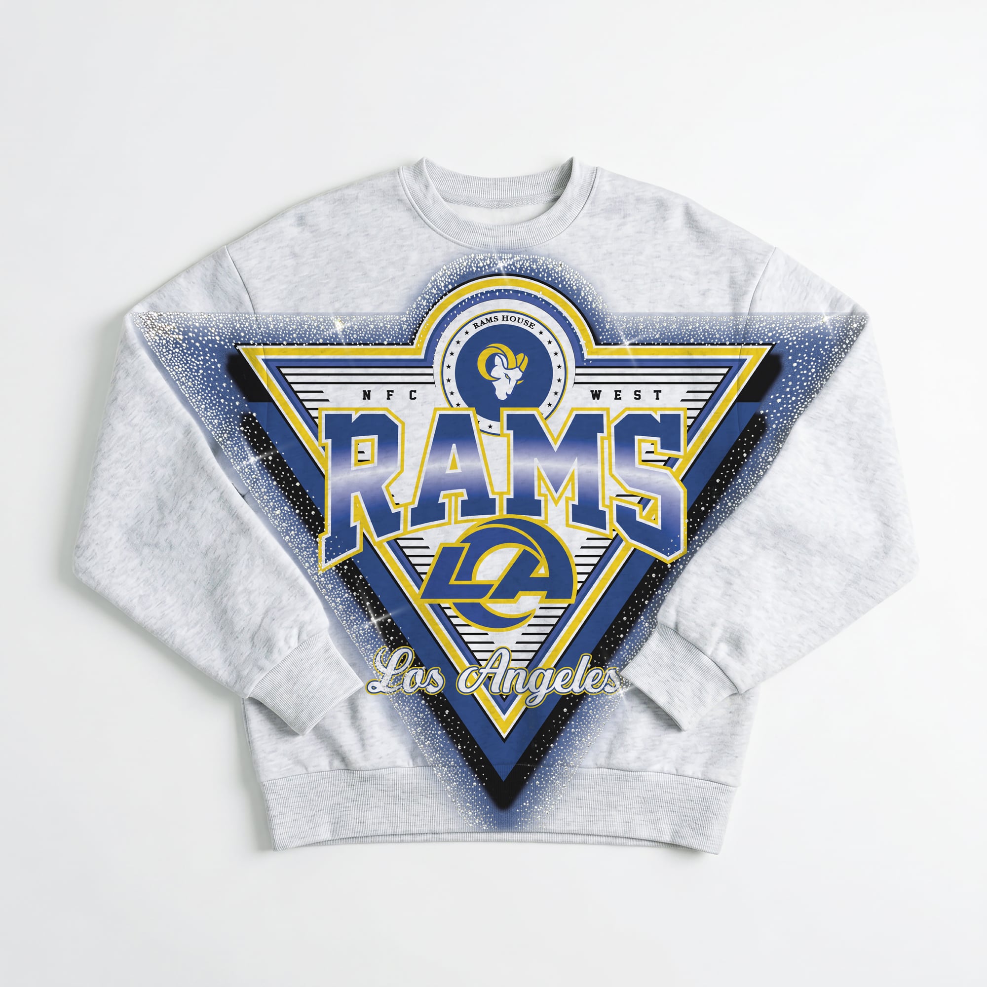 Sweat-shirt oversize en polaire à strass Los Angeles Rams, couleur cendre, pour femme, Gameday Couture.