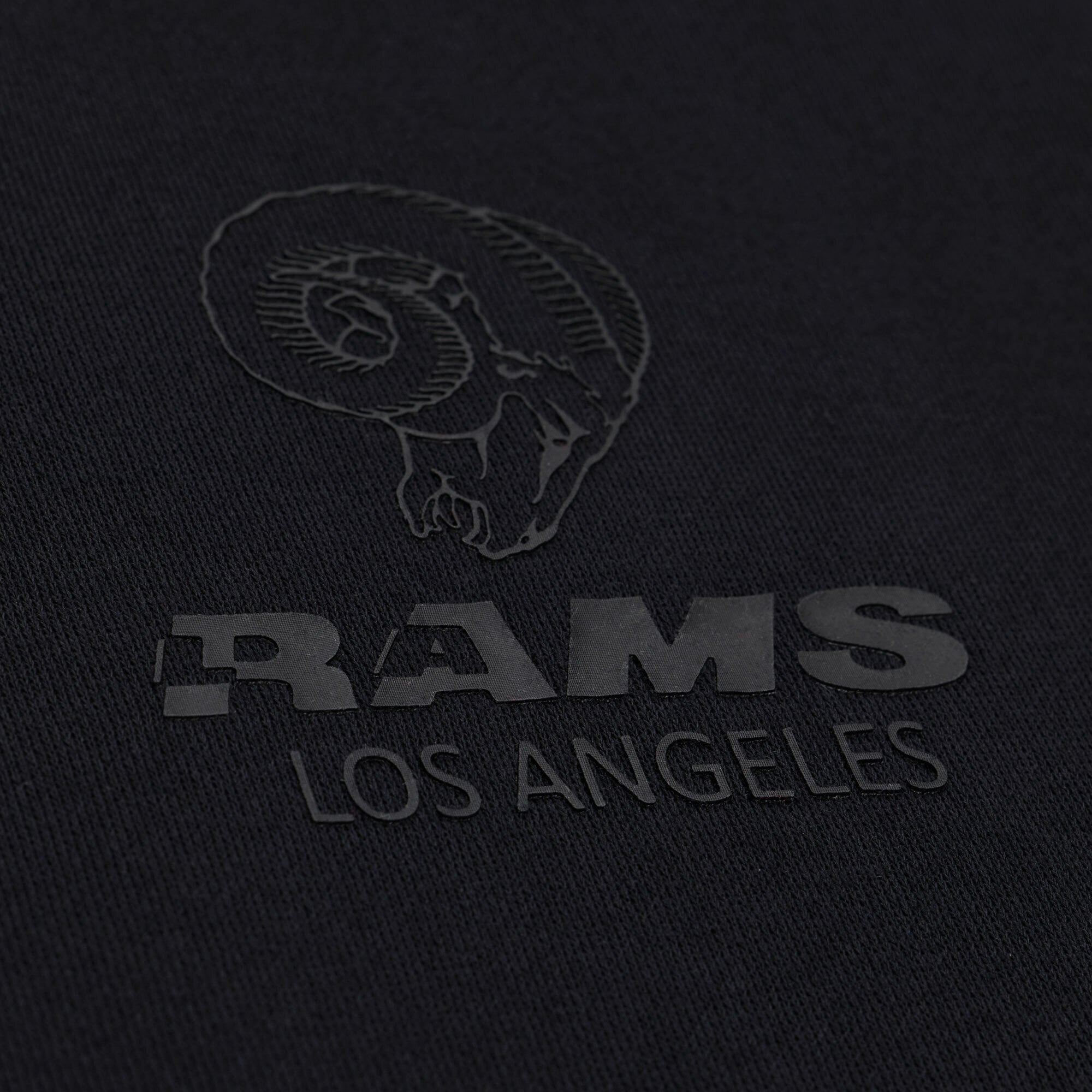 Women's Mitchell & Ness Black Los Angeles Rams Core Essentials Micro Logo Fleece Sweatshirt