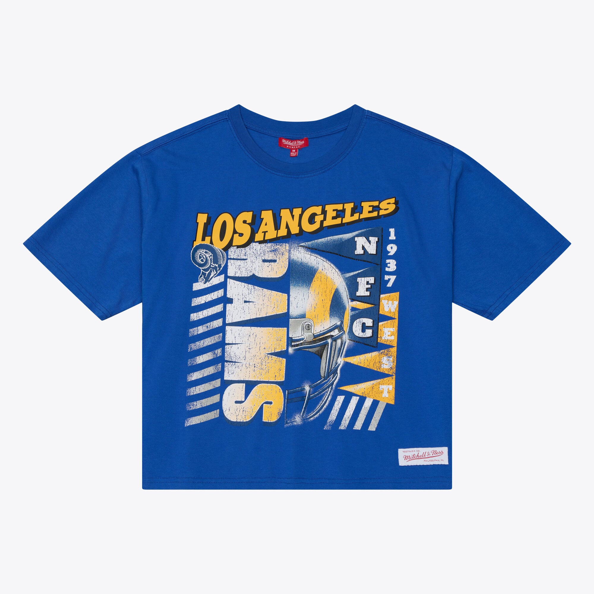 T-shirt court à imprimé graphique Royal Los Angeles Rams pour femme de Mitchell & Ness