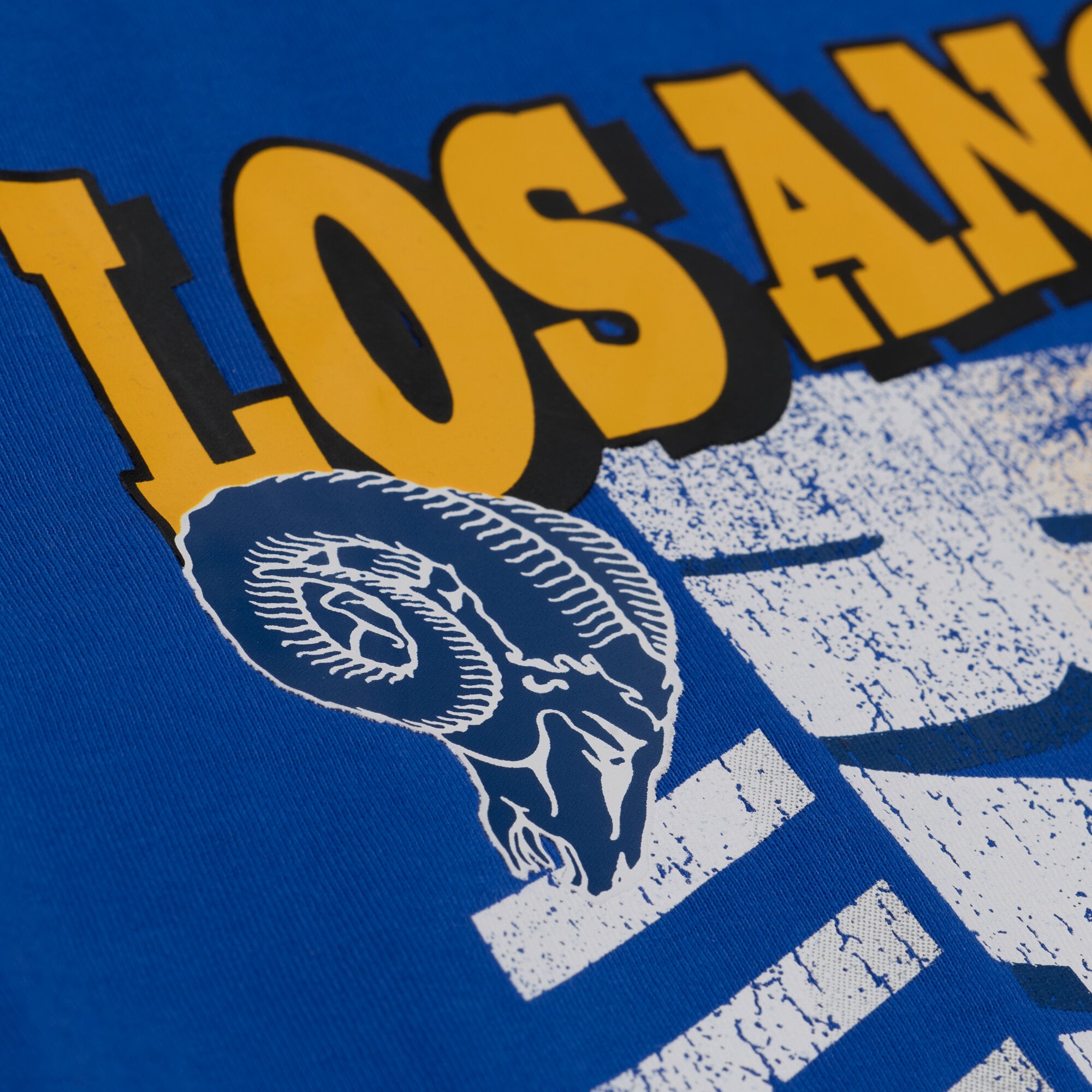 T-shirt court à imprimé graphique Royal Los Angeles Rams pour femme de Mitchell & Ness