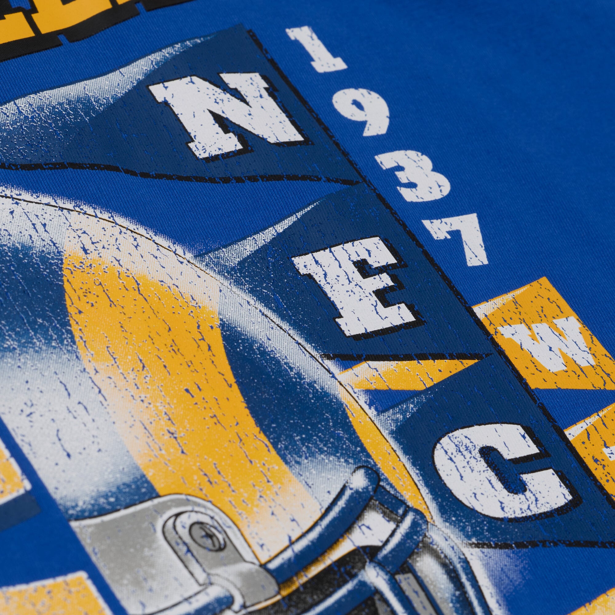 T-shirt court à imprimé graphique Royal Los Angeles Rams pour femme de Mitchell & Ness